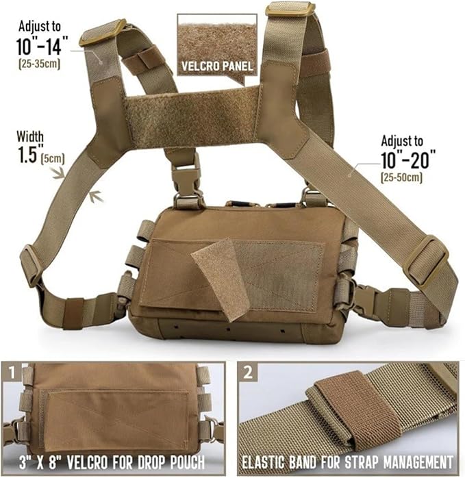 Genérico Compatible For Tactical Chest Bag Shoulder Bags Waterproof Hiking Vest Multifunctional Outdoor Backpack(G)