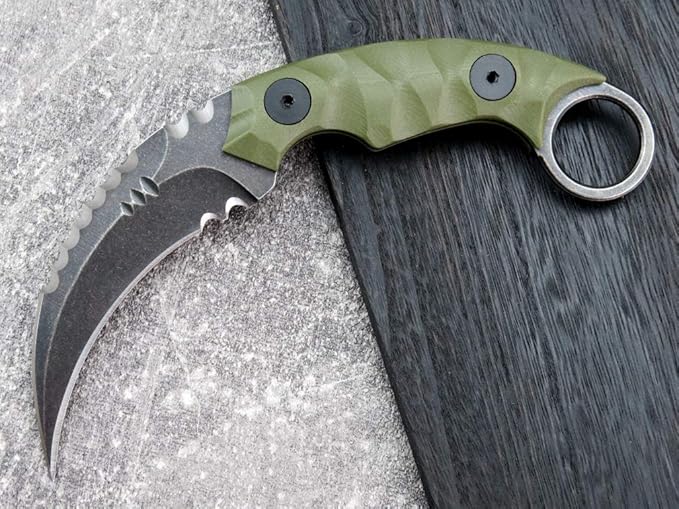 Ccanku C1691 Fixed Blade Knife D2 Steel G10 Handle 4 InchesOutdoor Survival Claw Teeth KnifeCamping EDC Tools Kydex Sheaths … …