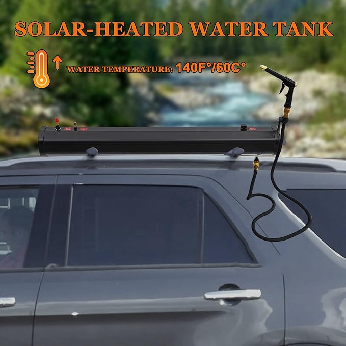 Pressurized Water Tank for Camping Roof Rack Mounted Off-Road Shower with High-Pressure Spray Gun Portable Water Storage