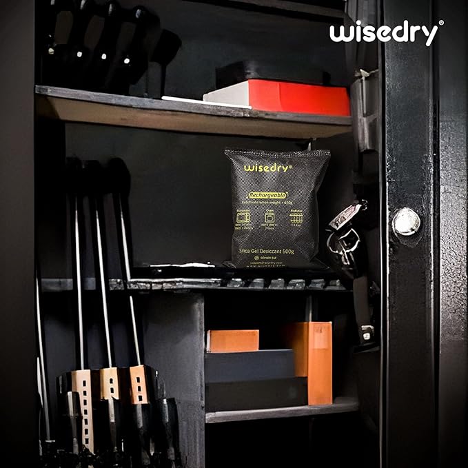 wisedry 2 x 500 Gram [2.2 lbs] Rechargeable Silica Gel Car Dehumidifier Microwave Fast Reactivated Desiccant Packets Large for Gun Safe Closet Basement Garage Storage Moisture Absorber Bag Reusable