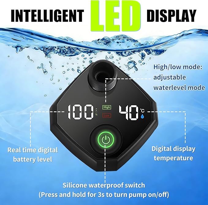 Portable Shower for Camping – 6000mAh Rechargeable Shower Pump with LED Display 3 Modes &amp Spray Nozzle – IPX7 Outdoor Shower Kit for Travel Beach Car Dog Bath