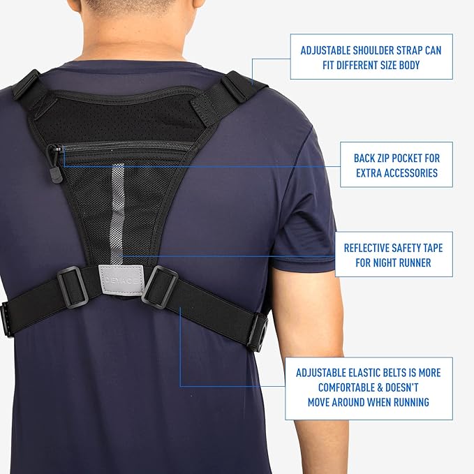 DEYACE Chest Bag For Men Tactical Inspired Sports Utility Chest Pack EDC Pouch Bag With Built-In Phone Holder for Workouts Running Cycling Grey
