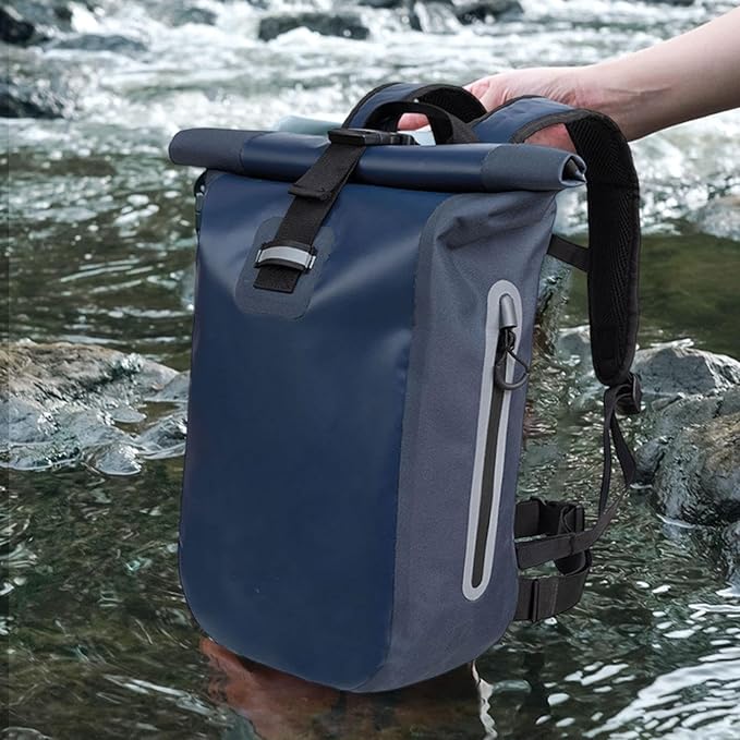 Rolltop Backpack Waterproof Dry Bag 20 L Portable Waterproof Storage Bag for Surfing Kayaking Beach Sailing Ski Dark Blue