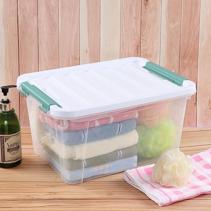 Quickquick 20 Quart Plastic Clear Latching Box 6-Pack Clear Storage Box