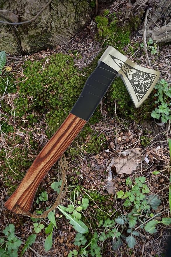 Hatchet Axe Handmade Carbon Steel Viking Axe Real Bearded Hatchet Blade Camping Hatchet Axe Bearded Axe with Wooden Handle Viking Throwing Axe Vikings Hatchet with SheathViking Gifts for Men