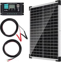 Solar Panel Kit 25W 12V Monocrystalline Battery Maintainer with10A Solar Charge Controller and Extension Cable with Battery Clips O-Ring Terminal for RV Trailer Boat Off Grid System