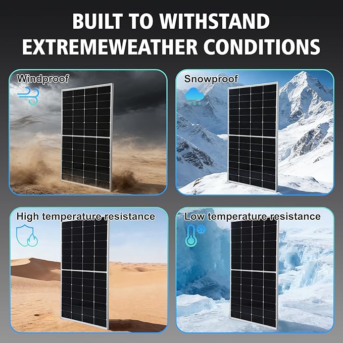 200 Watt Solar Panel HPBC 225w Solar Panels 25.5% High-Efficiency Solar Cell rv Solar Panels IP68 Rate for Home Off-Grid System Roof RV Boat Marine Trailer Farm(HPBC 225w)