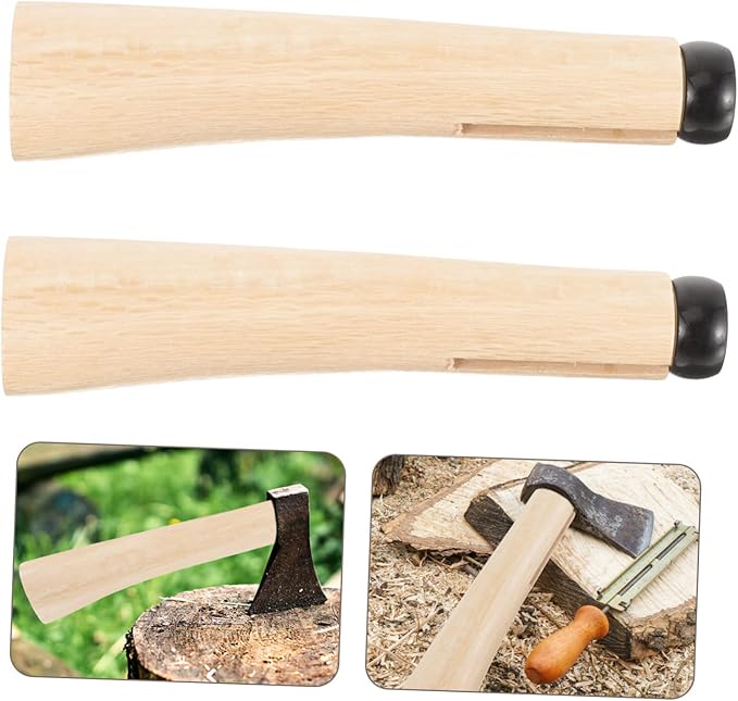 Hemoton 2-Pack Ergonomic Wooden Axe Handle Replacement for Outdoor Use Sturdy Hardwood Grip Compatible Hatchets and Axes
