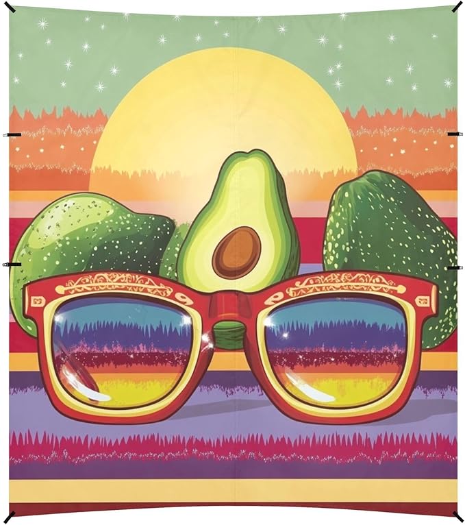 Mexican Style Cinco De Mayo Sunglasses Avocados Stable Beach Tent UPF50+ Protection Waterproof Large Sun Shelter Includes Sand Shovel Sandbags Stability Poles for Camping Picnics Backyard