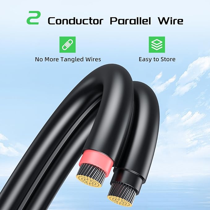 Bateria Power 30 Feet 8AWG Solar Panel Extension Cable 10mm² Twin Wire Conductor Parallel Solar Wire Adapter Kit with Waterproof Female &amp Male Solar Connectors for RV Marine Photovoltaic System