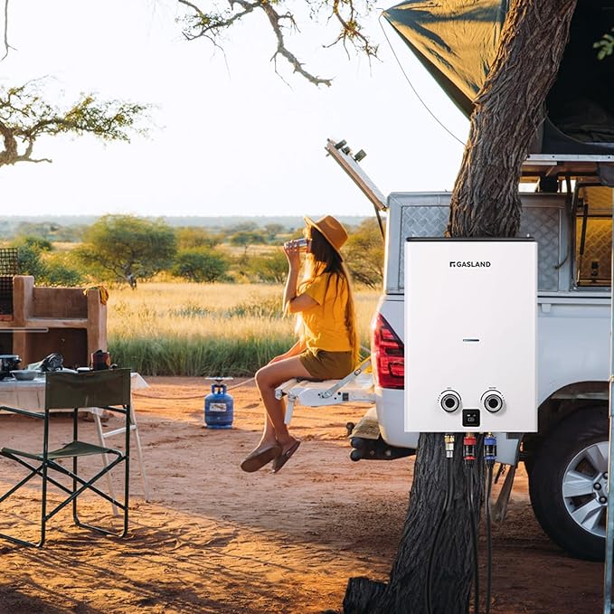 GASLAND Goshower G10 2.64GPM Outdoor Propane Tankless Water Heater Ultra Slim PortableCamping Propane Shower for Off Grid 68000 BTU
