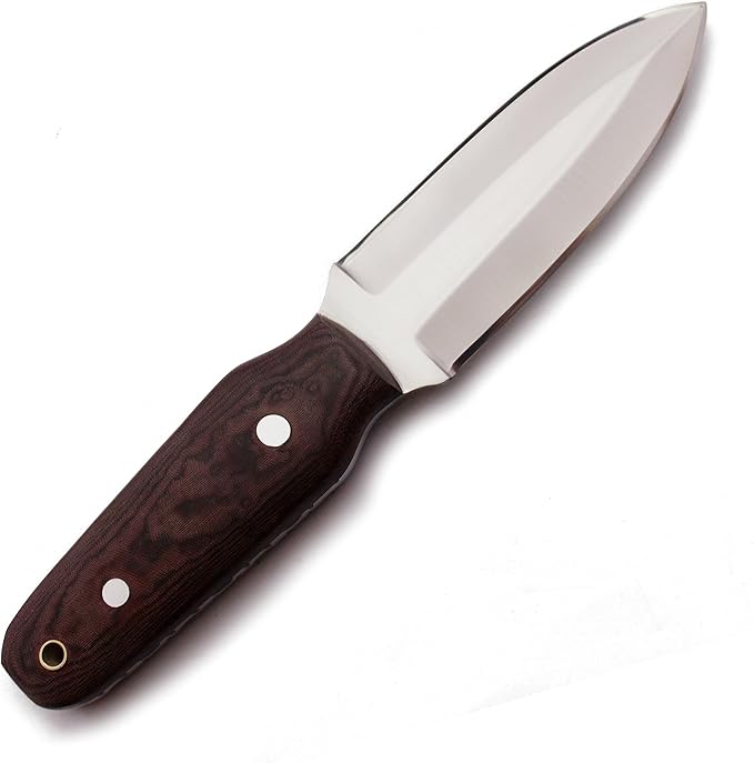 GCS Handmade Micarta Handle D2 Tool Steel Tactical knife Hunting Knife DaggerKnife with leather sheath Full tang blade designed for Hunting &amp EDC GCS 187 Brown