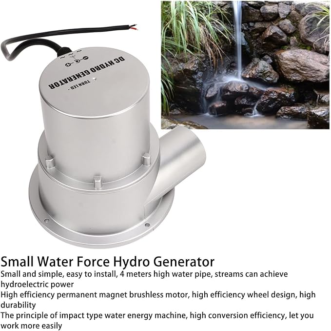 SJ18A Water Turbine Generator - Permanent Magnet Brushless Motor Remote Control Micro Hydroelectric Generator for Garden 12V/24V Battery Charging