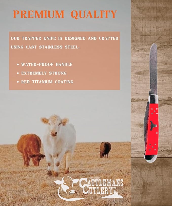 Farrier Knife - Stainless Steel Pocket Knife with Hoof Pick - Red