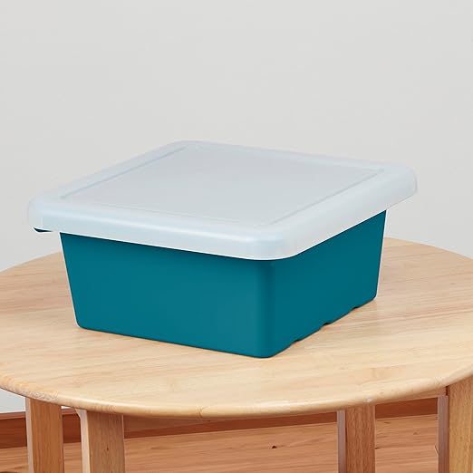 ECR4Kids Square Bin with Lid Storage Containers Turquoise 2-Pack