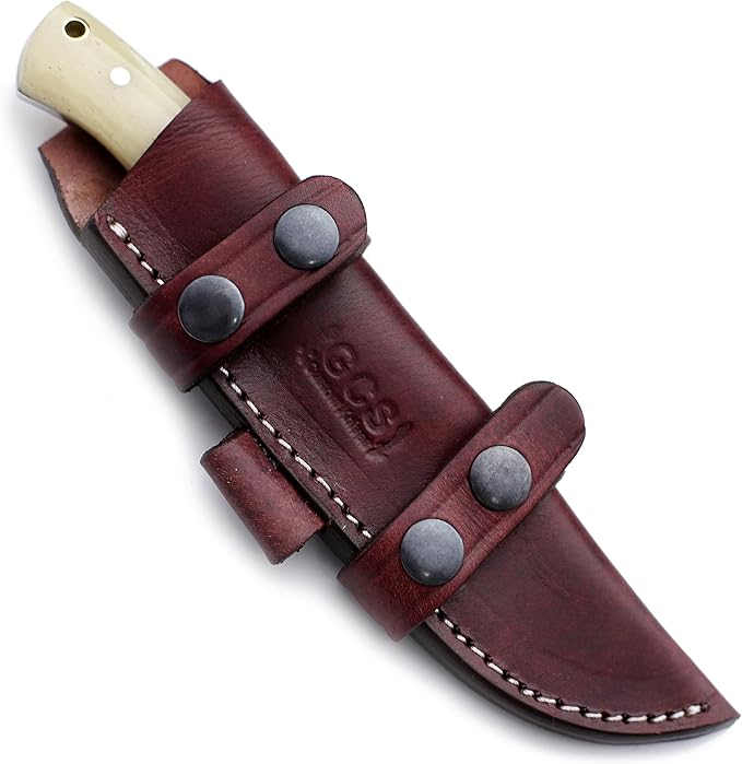 GCS Handmade D2 Tool Steel Tactical Hunting Knife with Leather Sheath and Full Tang Handle Designed for Hunting and Camping &amp EDC GCS 761