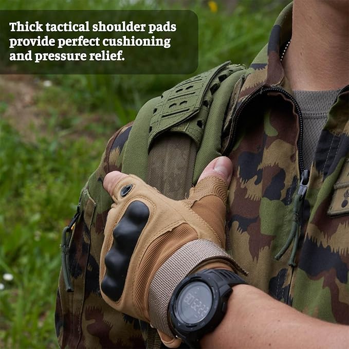 2 Pack Tactical Shoulder Pads - Breathable Mesh Cushion for Vest Backpack Duffle Bag &amp Chest Rig Non-Slip Comfort