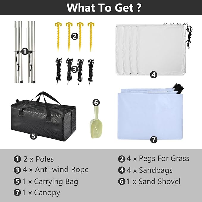 Solid Color Pure Plain Lavender Stable Beach Tent UPF50+ Protection Water-Resistant Sun Shelter Includes Sand Shovel Sandbags Stability Poles for Camping Trips Fishing Backyard Fun or