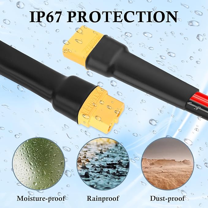 MOOKEERF XT60 Extension Cable 10AWG 20FT XT60 to XT60 Cable with Male to Female Connector for Portable Power Station Solar Panel RC Battery