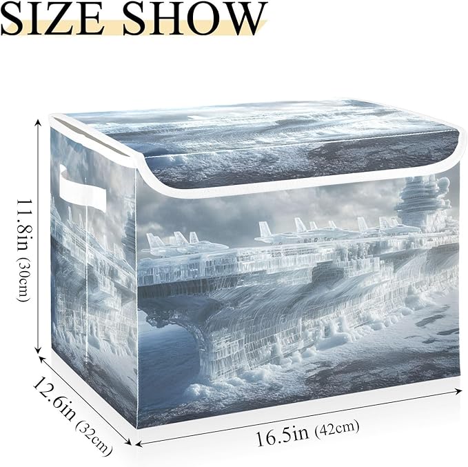 Storage Cube with Lid Ice Carrier Print 16.5×12.6×11.8 IN Collapsible Large Capacity Foldable Storage Basket Bin Organizer