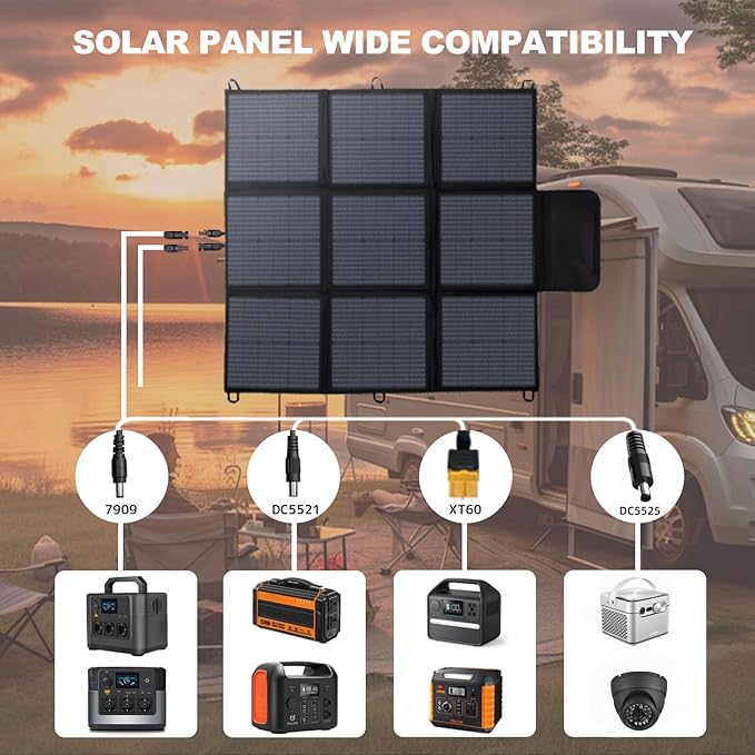 LVYUAN 300W Portable Solar Panel 24V Foldable Pillow-Sized Solar Panel IP64 Waterproof Upgraded 23% Efficiency for Solar Power Station Generator for Outdoor Camping Backpacking Hiking