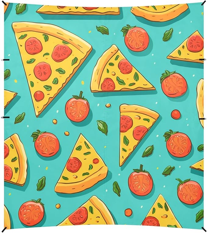ALAZA Pizza Slice Cherry Tomatoes Beach Tent Sun Shelter Portable Canopy Sunshade for Outdoor Camping Picnics Backyard Fun 10x9 ft