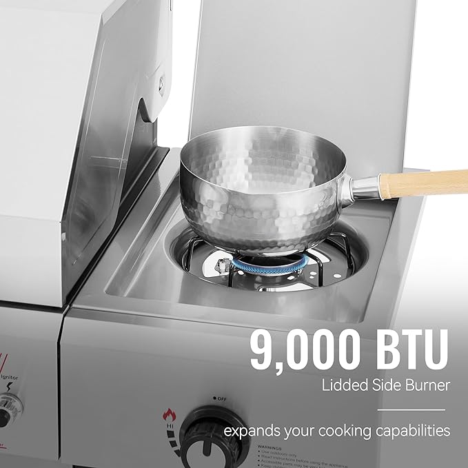 Royal Gourmet GA5401T 5-Burner BBQ Liquid Propane Gas Grill with Side Burner Stainless Steel 61000 BTU Output for Patio Garden Picnic Backyard Cooking Silver