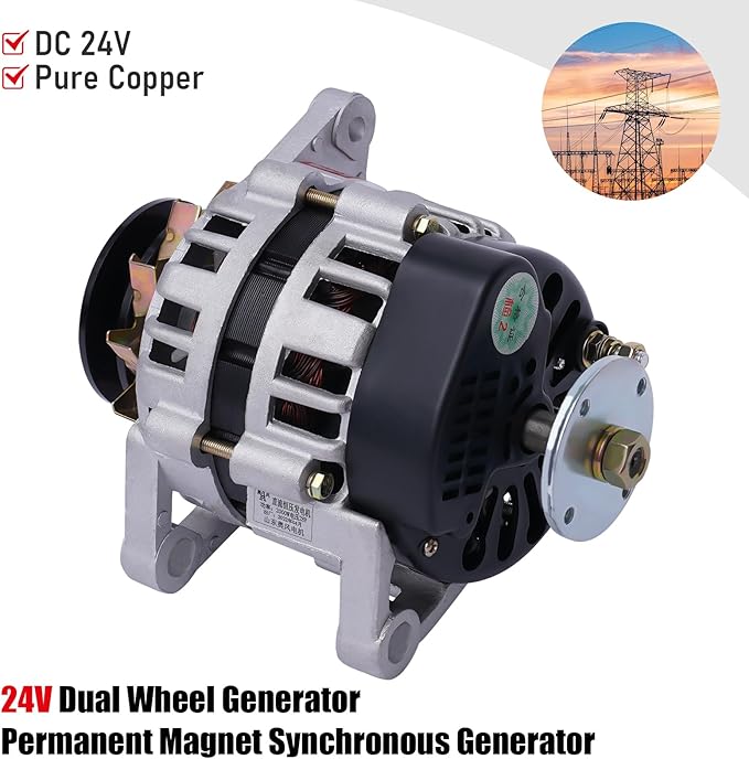 2000W Permanent Magnet Generator DC Brushless Double Wheel Generator Agriculture (24V/ Double Wheel)