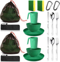 Scout Camping Mess Kit for Person Boy Scout Dishes Set Girl Scout Mess Kit with Mesh Bag Reusable Light Weight Eating Utensils Plastic Camping Cutlery Set for Travel Camp