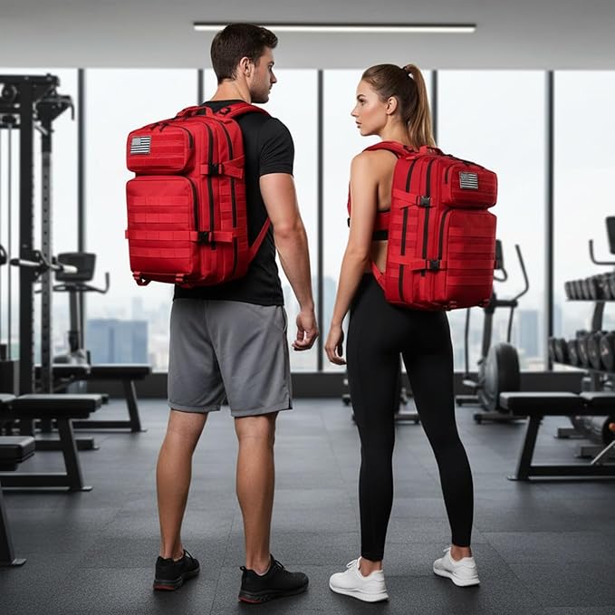 45L Military Tactical Backpack for Men &amp Women Bug Out Bag Assault pack Molle Daypack Hiking Trekking Rucksack(Red)