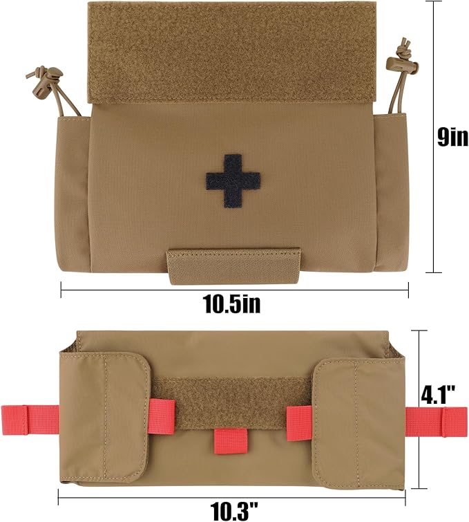 PETAC GEAR Tactical First Aid Drop Dump Pouch Micro Medical Trauma Roll Up Drop Pouch EMT IFAK Sub Abdominal Carrying Bag with Hook-N-Loop (CB)