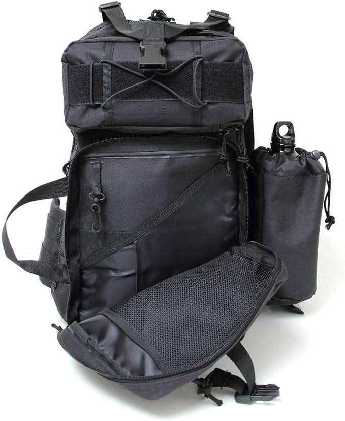 Yukon Outfitters Overwatch Sling Pack - EDC Hiking Outdoor Urban Ergonomic Spacious 20 Liter Tactical One-Shoulder Backpack | Bottle Cinch Pouch Included Black
