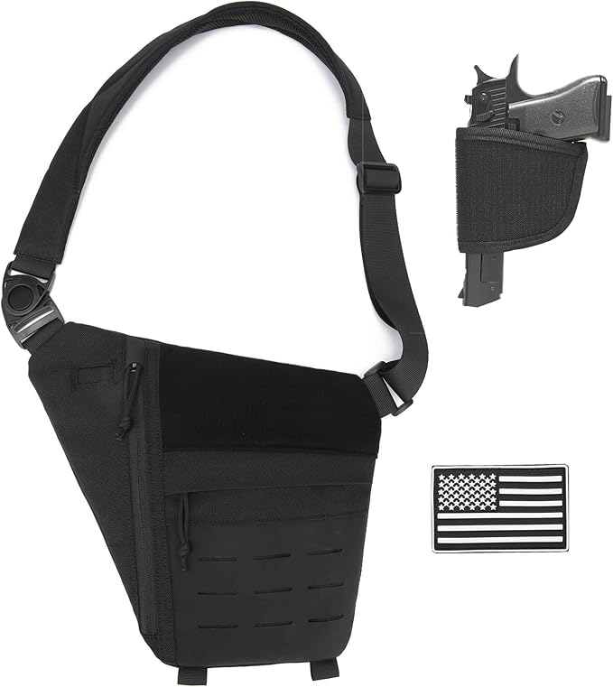 Concealed Carry Sling Bag for Men Chest Holster Bag of Pistols Anti-Thief Crossbody Daypack Personal Pocket Sling Pack