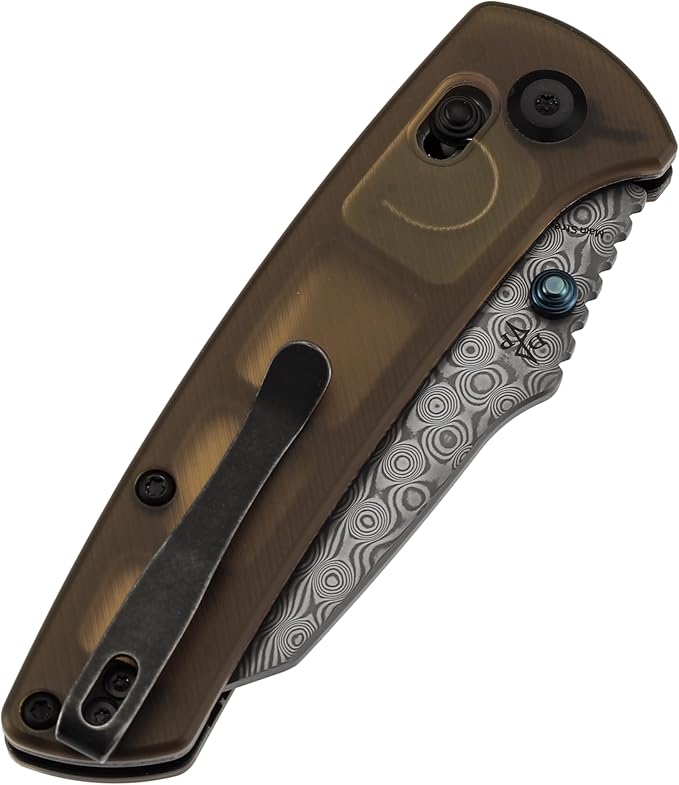 KANSEPT Main Street Pocket Folding Knife 3.36'' Damascus Sharp Blade Yellow PEI Handle with Axis Lock and Thumb Stud Clip for Camping Hiking Fishing Gift Everyday Carry T1015v12