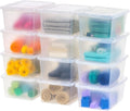 IRIS USA 12-Pack Storage Bins with Lids 17 Quart Shoe Boxes Clear Stackable Containers Organize Shoes Closet Shelves Classroom Organization Teacher Tools Game Storage - BPA-Free Plastic
