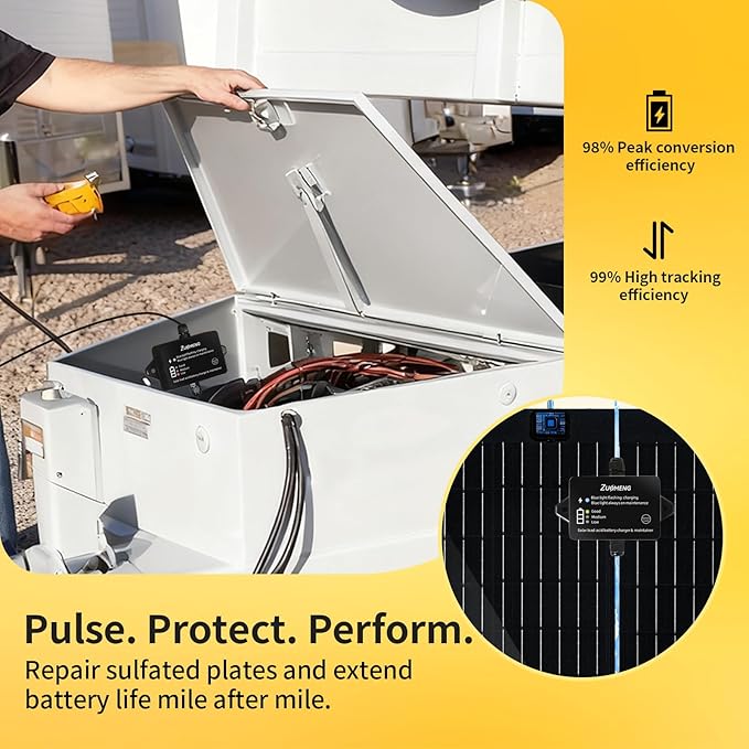 32W Solar Battery Charger Zuomeng MPPT Solar Battery Maintainer &amp Solar Trickle Charger Kit with 32W High-Efficiency Solar Panel Pulse Repair Solar Battery Charger