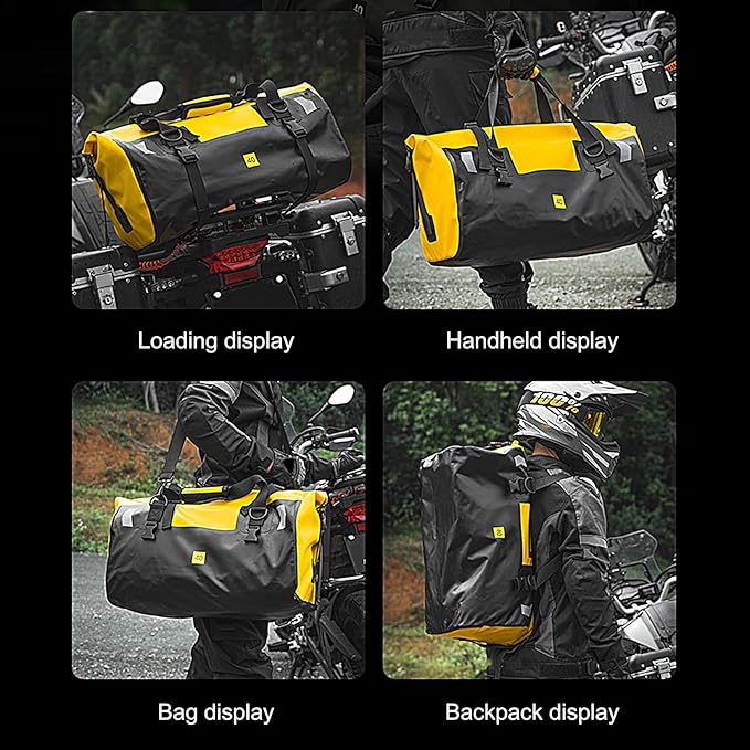 40L Waterproof Motorcycle Bag - Dry Backpack Heavy Duty Dry Duffle Bags with Reflective Strips Kayaking Camping Boatingbycyclemotorcycle Saddle Bagss Motorcycling Skiing Travel