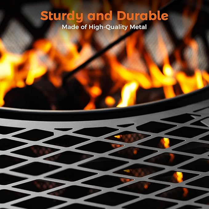 BALI OUTDOORS Fire Pit with Poker 40 inch Outdoor Fire Pit Patio Wood Burning Firepits for Outside with Grill