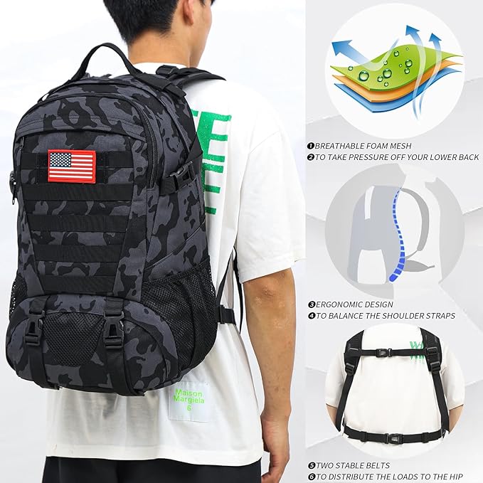 Camo Backpack for boys Teen Boys Backpacks for School Camo Bookbag for kidSmall Tactica Backpack for outdoor 30L