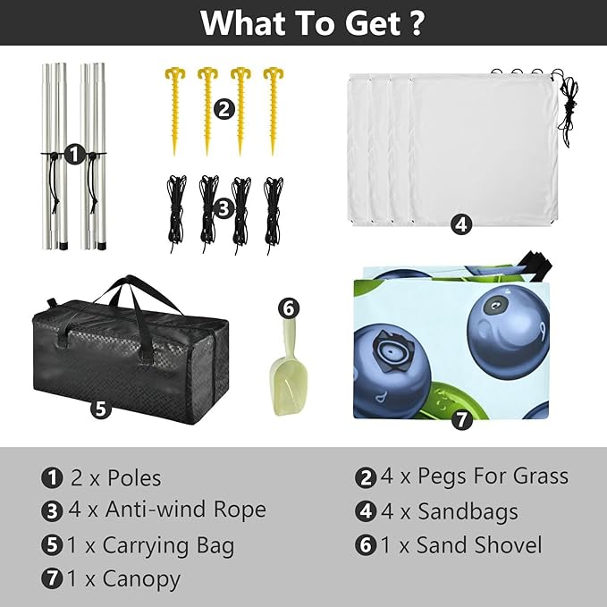 xigua Blueberry Beach Tent Sun Shelter with Carrying Bag - Silver Coated Oxford Fabric Beach Canopy for Beach Camping Fishing - Includes Windproof Ropes Sandbags &amp Stakes