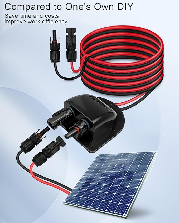 TIKSCIENCE Weatherproof Solar Cable Entry Gland Entry Housing Solar Junction Box Fit for RV Boat Camper Van Building Garage Shack with 10Ft 10AWG Solar Extension Cable Connector