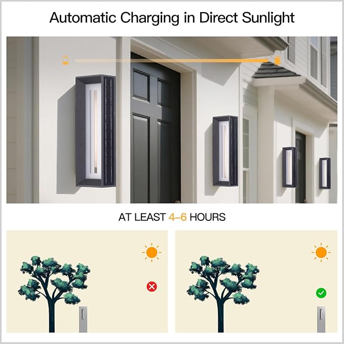 20.5 Solar Wall Lights Outdoor Waterproof 1 Pack Solar Wall Sconces Lights Outdoor 3000K LED Modern Porch Light Front Door Light Fixture Dusk to Dawn Large Exterior Garage Light for House