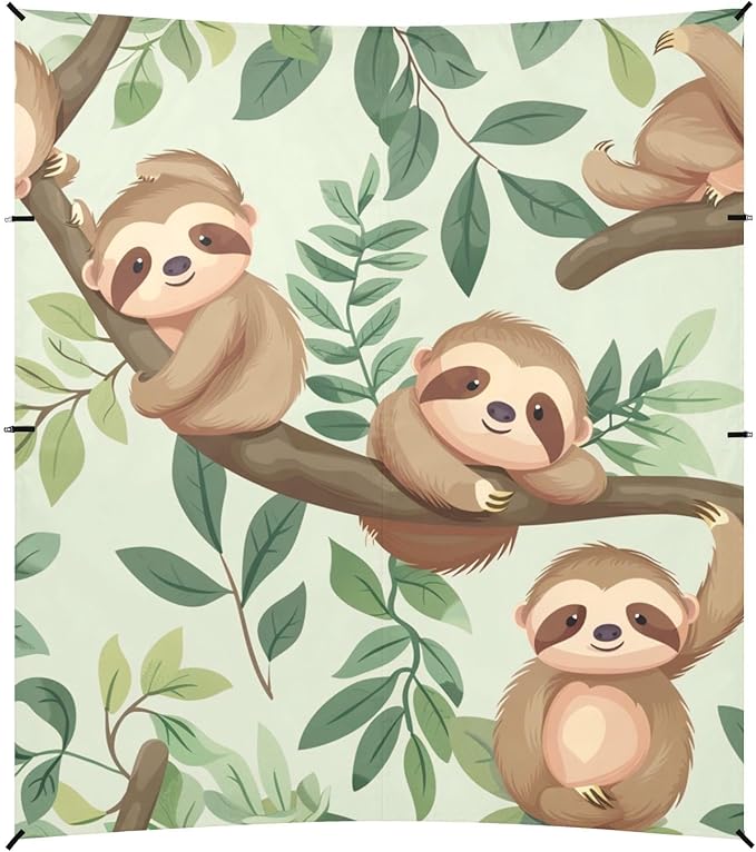 ALAZA Cute Baby Sloths Relaxing Beach Tent Sun Shelter Portable Canopy Sunshade for Outdoor Camping Picnics Backyard Fun 10x9 ft