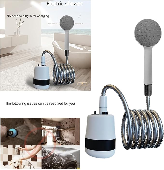 Camping Gear Portable Outdoor Shower Rechargeable Camping Shower Handheld Electric Shower for Camping Hiking Traveling