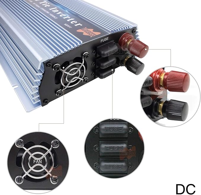 Marsrock 1000W MPPT Pure Sine Wave Grid-Tie Micro Inverter Converts 20-50V DC to 110V/120V AC Perfect for Home Solar or Wind Power Systems.