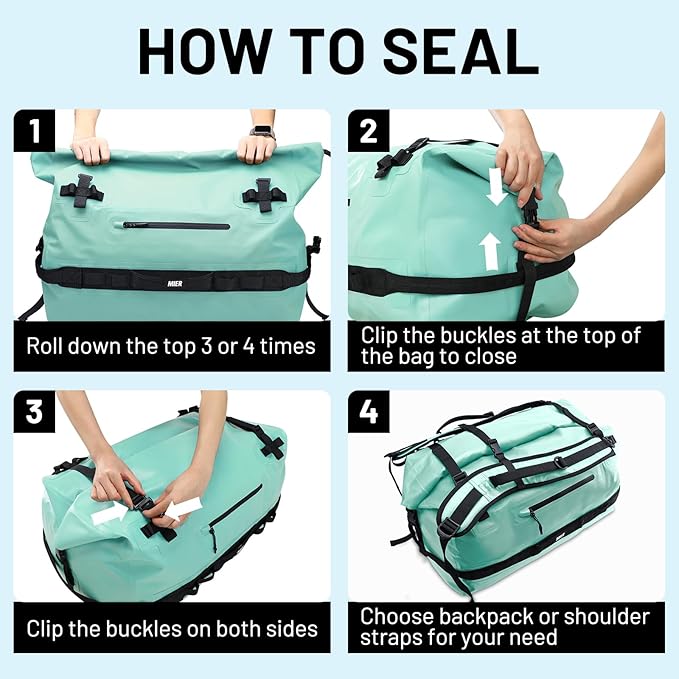 MIER Waterproof Duffel Bag Motorcycle Dry Bag Backpack Large Roll-Top Heavy Duty Dry Duffle Bags for Kayaking Camping Boating Gym Beach Cruise Ship 60L/80L