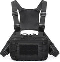 Genérico Compatible For Tactical Chest Pack Webbing System Adjustable Straps Zipper Closure Breathable(Black color)