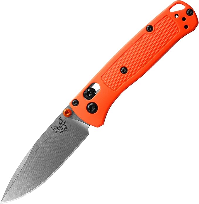 Benchmade - Mini Bugout Outdoor EDC Folding Knife Drop-Point Blade with Orange Grivory Handle (533)
