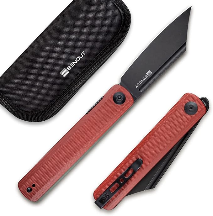 SENCUT Bronte Folding Pocket Knife with Front Flipper Opener 3.38 Inch Blade Burgundy G10 Handle SA08D