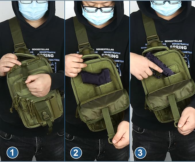 DegeTMVe Dual Pistol Holster Chest Bag Concealed Carry Sling Crossbody Tactical Gun Convertible Backpack Shooting Hunting